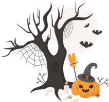 halloween pompoen jack onder boom png