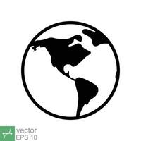 Planet earth icon. Simple flat style. World globe, international, round map, web symbol concept. Vector illustration isolated on white background. EPS 10.