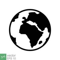 Planet earth icon. Simple flat style. World globe, international, round map, web symbol concept. Vector illustration isolated on white background. EPS 10.