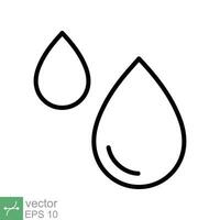 agua gotas icono. sencillo contorno estilo. soltar agua, gotita, líquido, lluvia, limpiar agua, agricultura, ambiente concepto. Delgado línea vector ilustración aislado en blanco antecedentes. eps 10