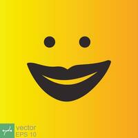 sonrisa icono modelo diseño. sonriente emoticon vector logo en amarillo antecedentes. cara línea Arte estilo. gracioso garabatear dibujo, divertido símbolo, humor, alegría concepto. eps 10