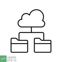 Cloud storage icon. Simple outline style. Digital file organization service, upload, computer backup, technology concept. Thin line vector illustration isolated on white background. EPS 10.