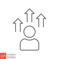 Personal development icon. Simple outline style. Strategy management, capital, human, leadership concept. Thin line vector illustration isolated on white background. Editable stroke EPS 10.