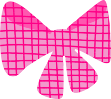 Pink bow with checkered pattern png