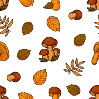 naadloos herfst patroon. Woud champignons png