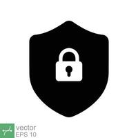 Shield and lock icon. Simple flat style. Secure, safe, computer protect, safety, web privacy concept. Vector illustration symbol isolated on white background. EPS 10.