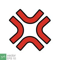 Anger symbol icon. Simple flat style. Red angry sign, cartoon emoticon sticker concept. Filled outline vector illustration isolated on white background. EPS 10.