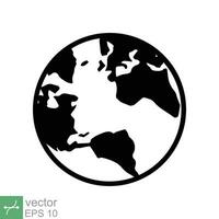 Planet earth icon. Simple flat style. World globe, international, round map, web symbol concept. Vector illustration isolated on white background. EPS 10.