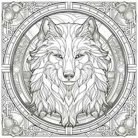 Stained Glass Wolf Coloring Pages photo