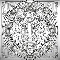 Stained Glass Wolf Coloring Pages photo