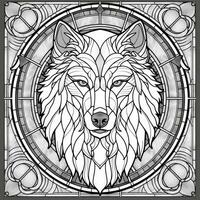 Stained Glass Wolf Coloring Pages photo