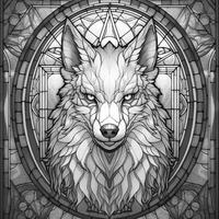 Stained Glass Wolf Coloring Pages photo