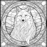 Stained Glass Wolf Coloring Pages photo