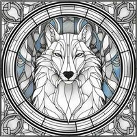 Stained Glass Wolf Coloring Pages photo