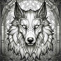 Stained Glass Wolf Coloring Pages photo