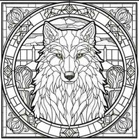 Stained Glass Wolf Coloring Pages photo