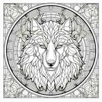 Stained Glass Wolf Coloring Pages photo