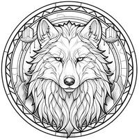 Stained Glass Wolf Coloring Pages photo