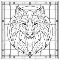 Stained Glass Wolf Coloring Pages photo