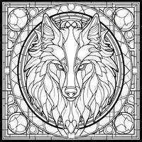 Stained Glass Wolf Coloring Pages photo