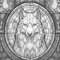 Stained Glass Wolf Coloring Pages photo