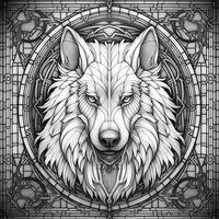 Stained Glass Wolf Coloring Pages photo