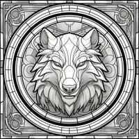 Stained Glass Wolf Coloring Pages photo