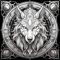 Stained Glass Wolf Coloring Pages photo