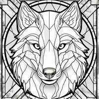 Stained Glass Wolf Coloring Pages photo