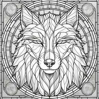 Stained Glass Wolf Coloring Pages photo