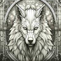 Stained Glass Wolf Coloring Pages photo