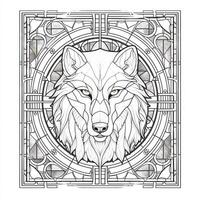 Stained Glass Wolf Coloring Pages photo