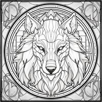 Stained Glass Wolf Coloring Pages photo