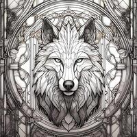 Stained Glass Wolf Coloring Pages photo