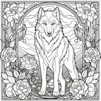 Stained Glass Wolf Coloring Pages photo