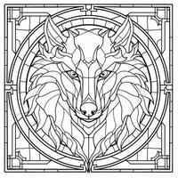 Stained Glass Wolf Coloring Pages photo