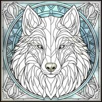 Stained Glass Wolf Coloring Pages photo