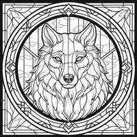 Stained Glass Wolf Coloring Pages photo