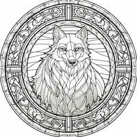 Stained Glass Wolf Coloring Pages photo