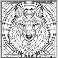 Stained Glass Wolf Coloring Pages photo