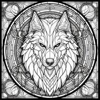 Stained Glass Wolf Coloring Pages photo