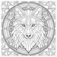 Stained Glass Wolf Coloring Pages photo