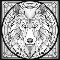 Stained Glass Wolf Coloring Pages photo