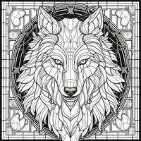 Stained Glass Wolf Coloring Pages photo