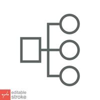 Organization chart icon. Simple outline style. Org hierarchy, company diagram flow symbol, business concept. Thin line vector illustration isolated on white background. Editable stroke EPS 10.