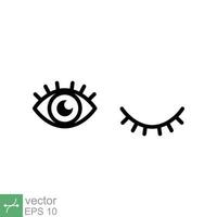 Eye and eyelash icon. Simple outline style. Wink, blink, makeup, doodle, woman beauty face concept. Thin line vector illustration isolated on white background. EPS 10.