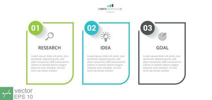 3 steps diagram. Three square elements in horizontal row. Rectangle with number and icons. 3 stages of business process. Vector illustration EPS 10.