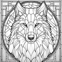 Stained Glass Wolf Coloring Pages photo