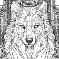 Stained Glass Wolf Coloring Pages photo