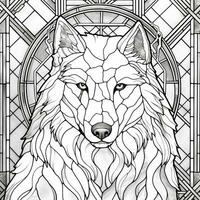 Stained Glass Wolf Coloring Pages photo